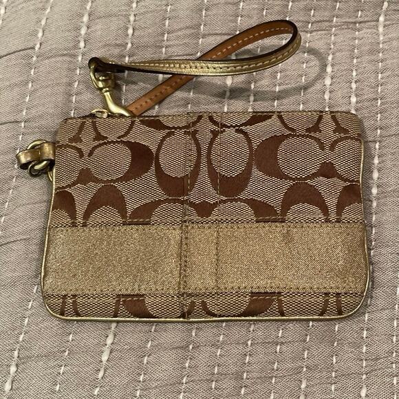 Coach Gold and Brown Mini Clutch Card Holder K0649-40028 - Picture 2 of 4